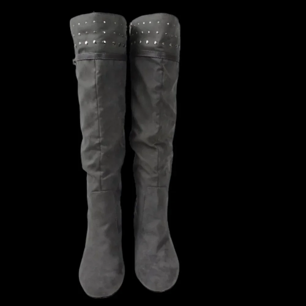 Women's Bella Vita Grey Knee High Heeled Boots sz 7.5 - Picture 5 of 10